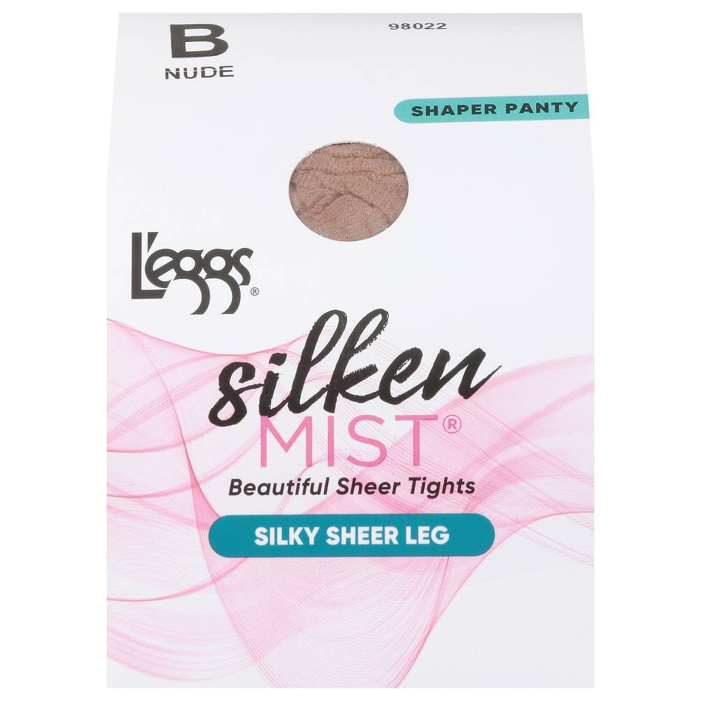 L'eggs Silken Mist Shaper Panty Silky Sheer Leg Tights, Size B, Nude