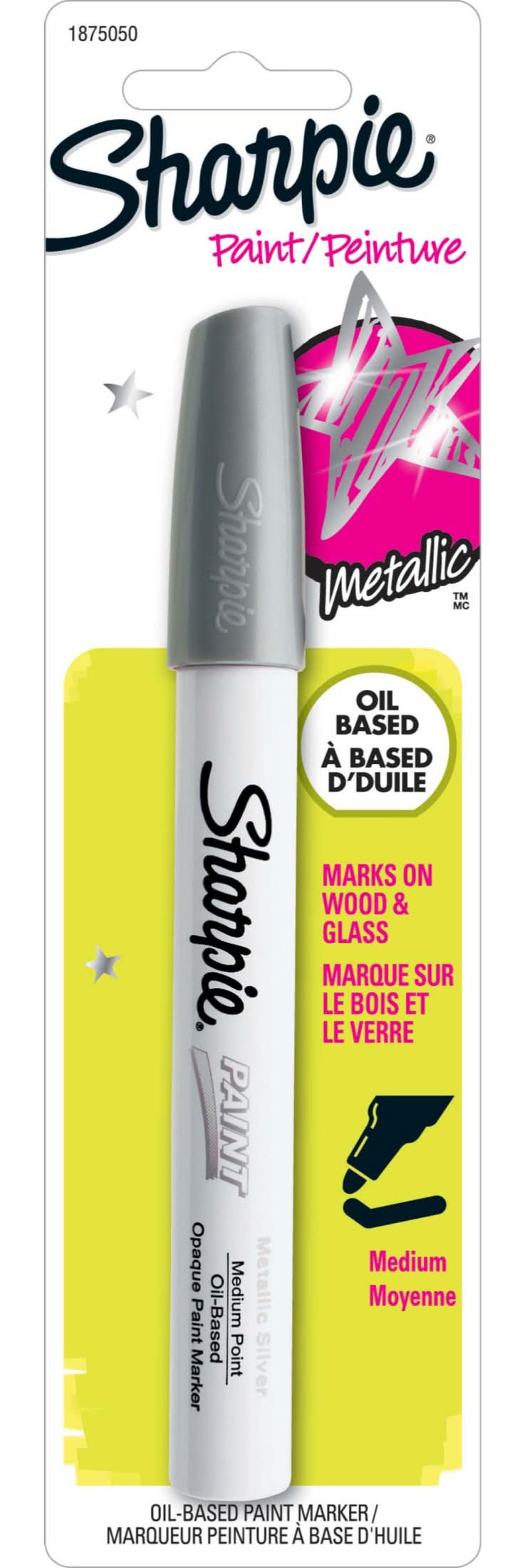 Sharpie Medium Oil-Based Paint Marker, Metallic Silver (2 fl oz)