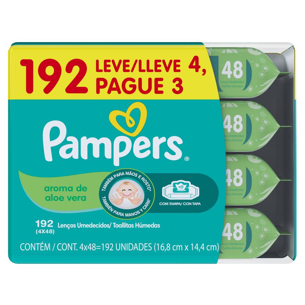 Pampers lenços umedecidos aroma de aloe vera (192 lenços)