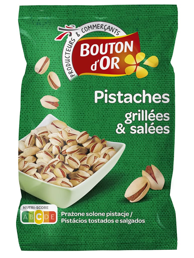 Bouton Dor - Aperitivos pistachos torrados salgados, embalagem de 150g