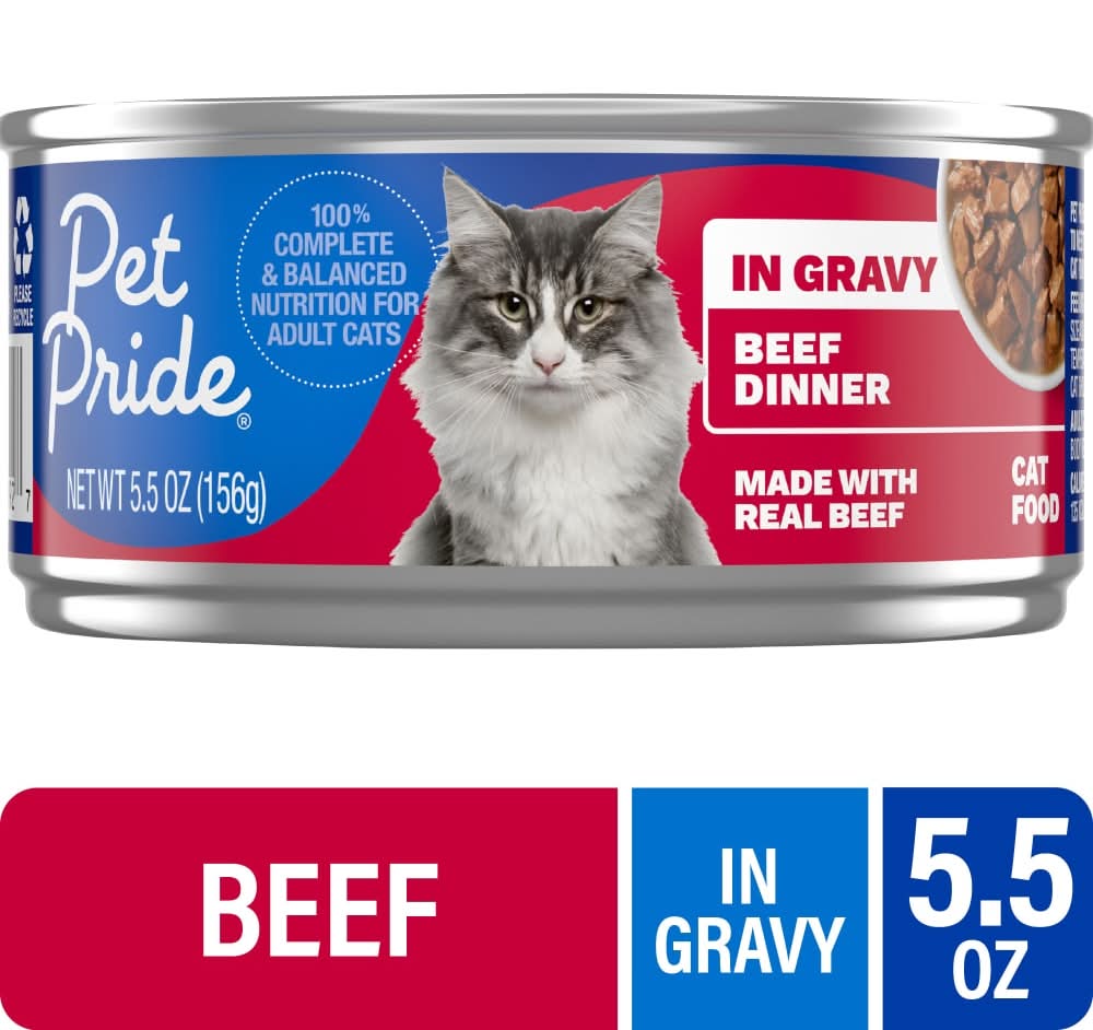 Pet Pride Dinner Wet Cat Food, Beef, Adult (5.5 oz)