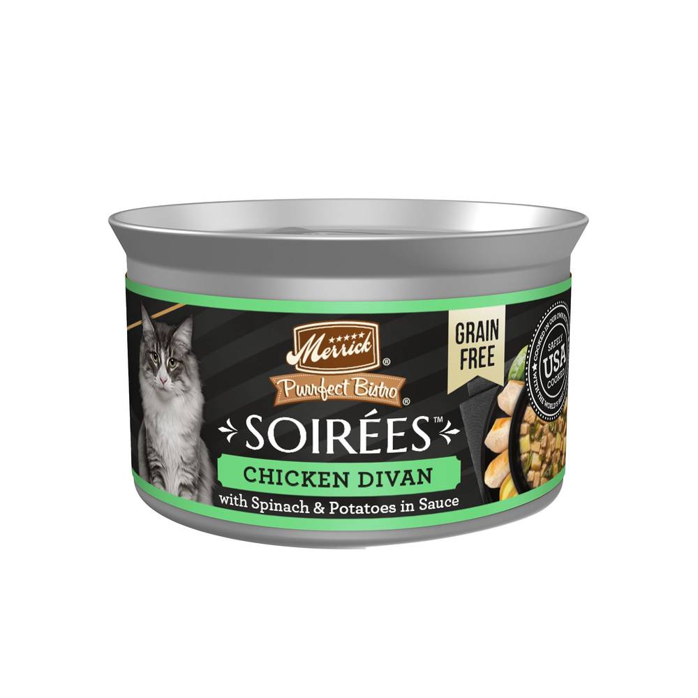 Merrick Purrfect Bistro Soirees Adult Cat Food - Grain Free (Flavor: Chicken Divan, Size: 2.75 Oz)
