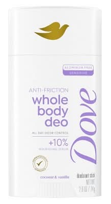 Dove Whole Body Deo Aluminum Free Stick, Coconut-Vanilla (2.6 oz)