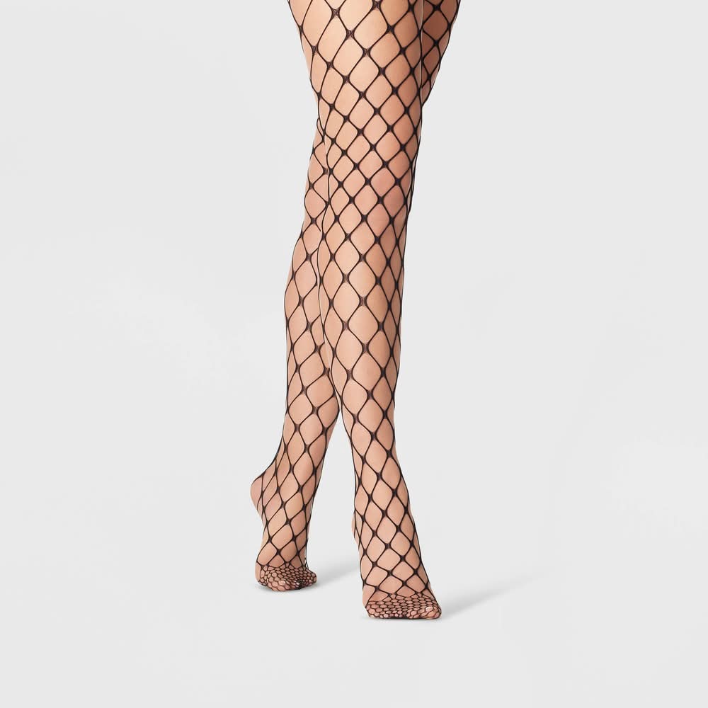 A New Day Plus Open Fishnet Tights, Women, 1X/2X, Black