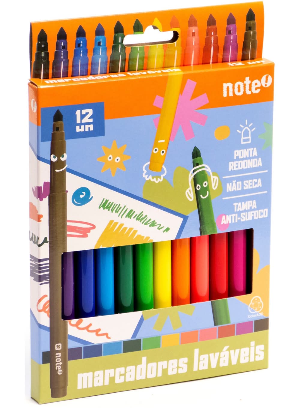 Marcadores Colorir Lavaveis 12 Unidades Note!