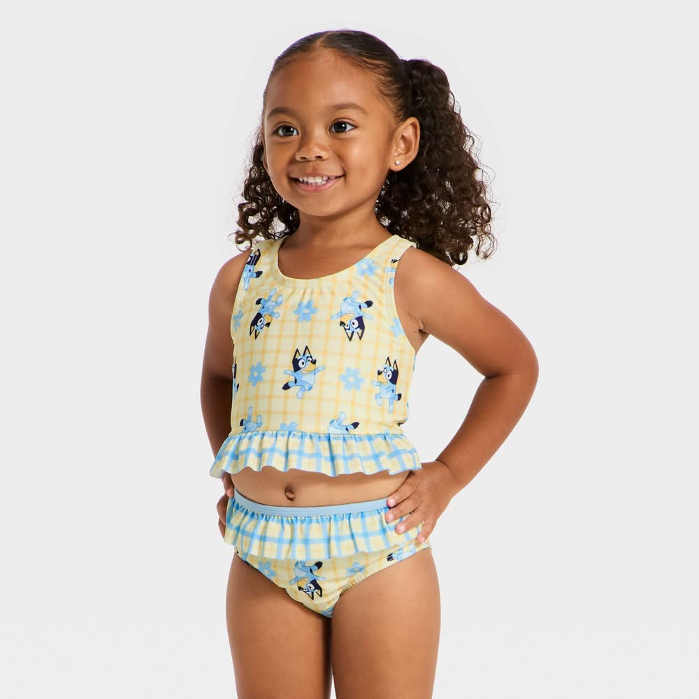 BLUEY Toddler Girls' Ruffle Bikini, 5T, Yellow