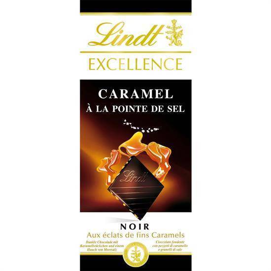 Lindt - Excellence chocolat noir à la pointe de sel, Caramel (100g)