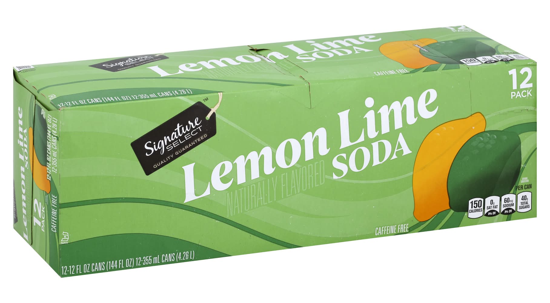Signature Select Caffeine Free Lemon Lime Soda (12 x 12 fl oz)