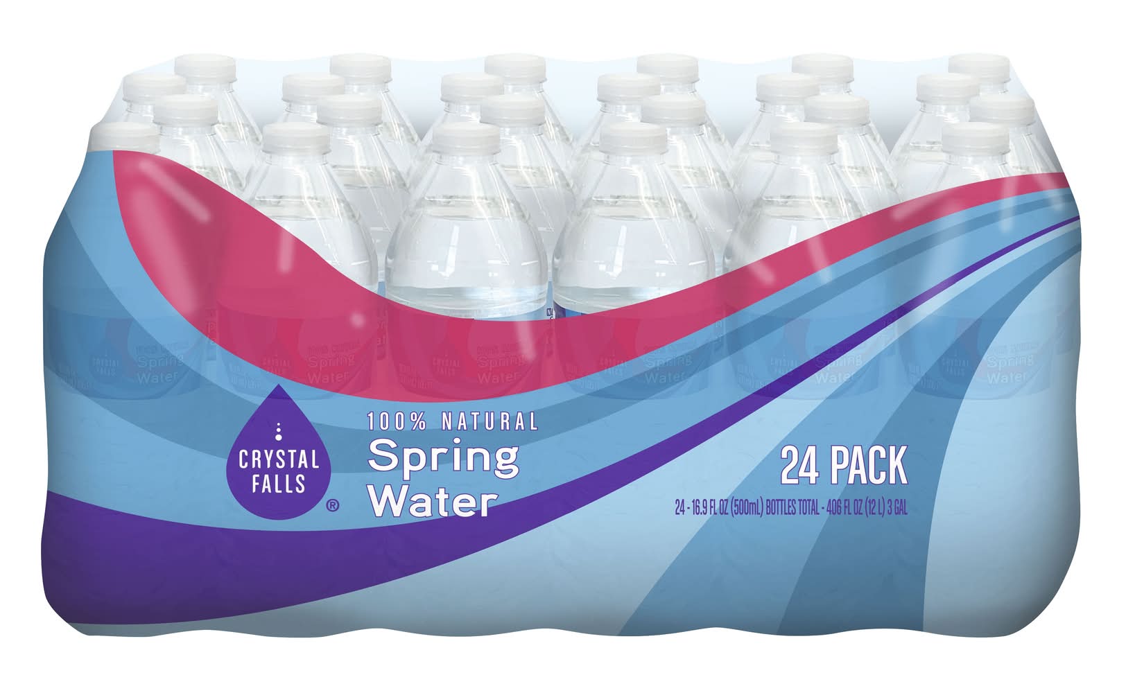 Crystal Falls 100% Natural Spring Water Bottle (24 x 16.9 fl oz)