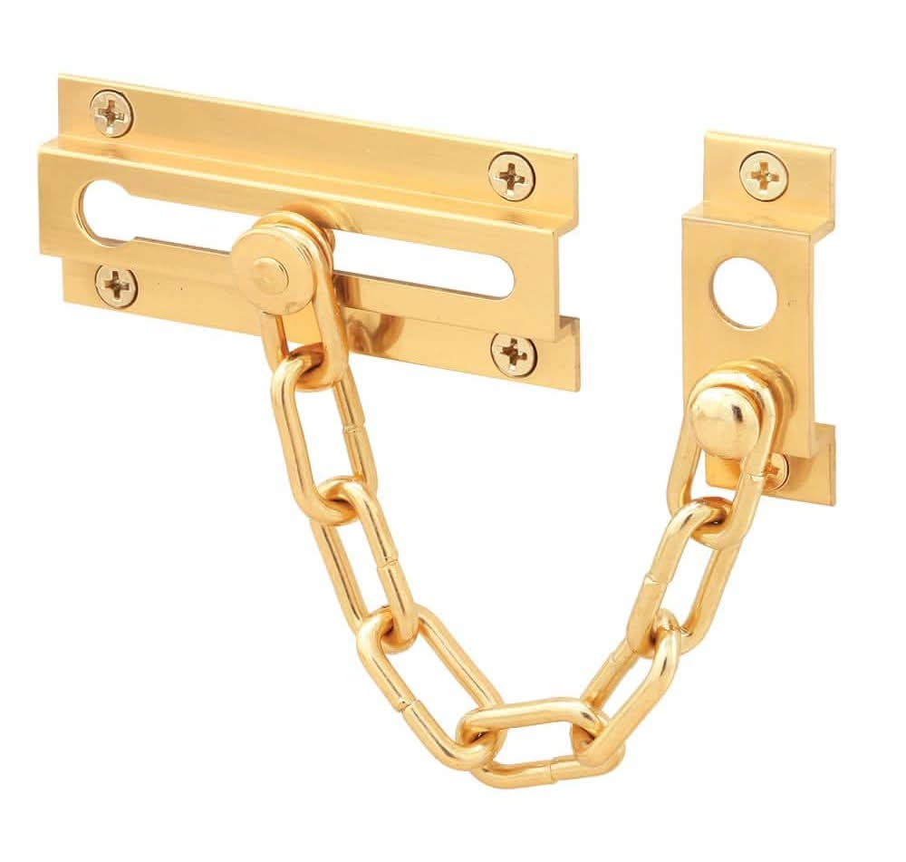 Prime-Line Chain Door Guard, Solid Brass W/Steel Chain, Polished Brass Finish