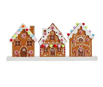 "Sweet Christmas" Gingerbread House Village Tabletop Decor