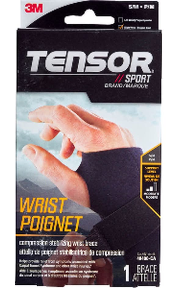 Tensor Sport Compression Stabilizing Right Hand Wrist Brace, S-M, Black