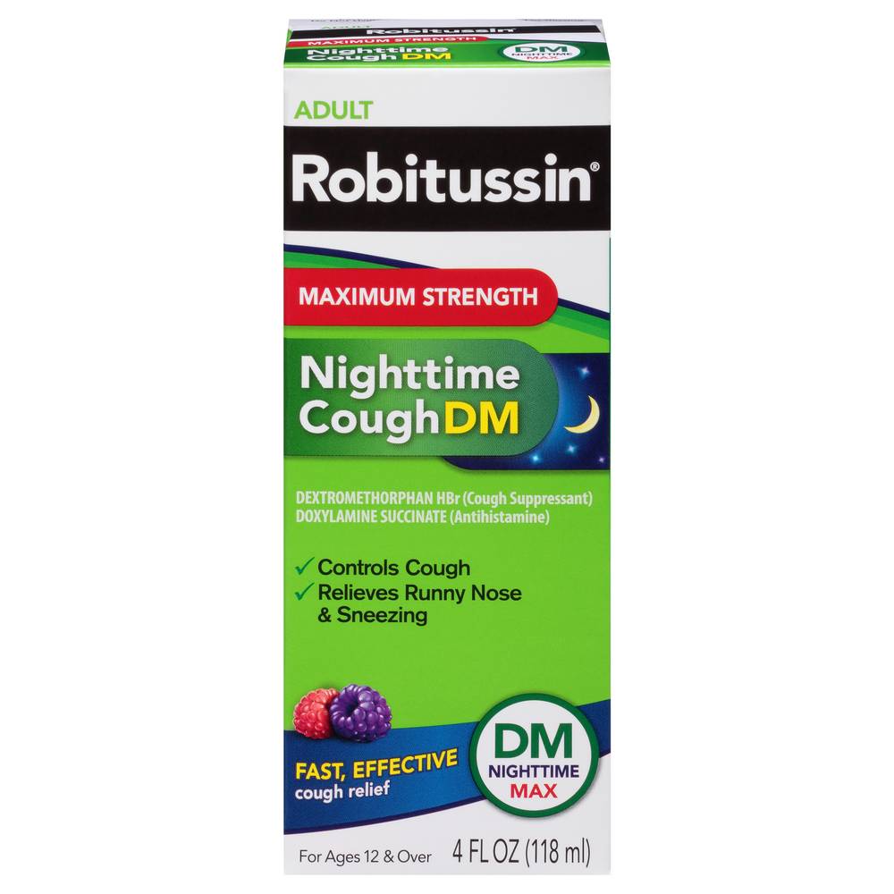 Robitussin Maximum Strength Nighttime Cough Dm Syrup For Adults 12+