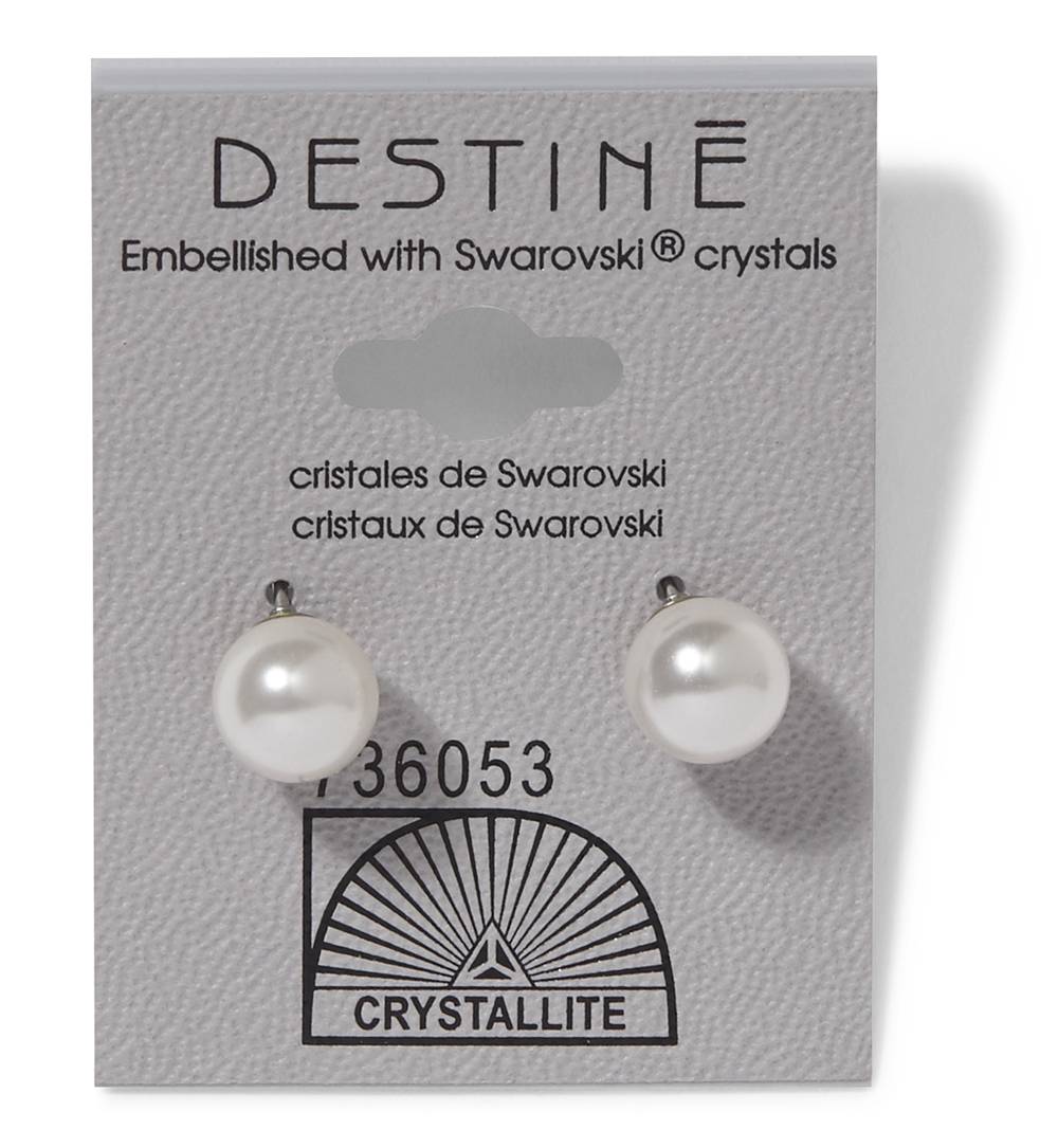 Swarovski Cristallite Destine White Pearl Earrings, 8 mm (2 ct)