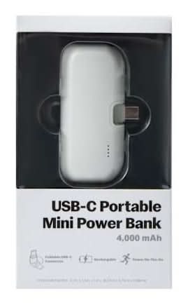 USB-C Portable Mini Power Bank 4000MAh White