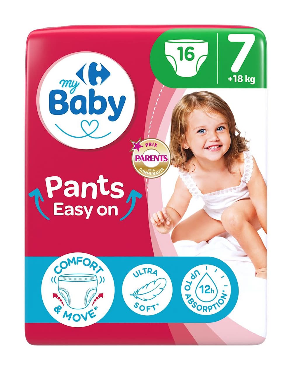 Carrefour Baby - Couches culottes 18+ kg, Étape 7, blanc (16)