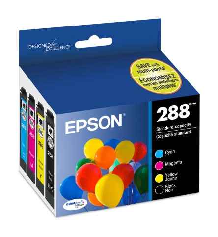 Epson DURABrite Ultra 288 Original Standard Yield Inkjet Ink Cartridge - Pigment Black, Pigment Cyan, Pigment Magenta, Pigment Yellow - T288120BCS