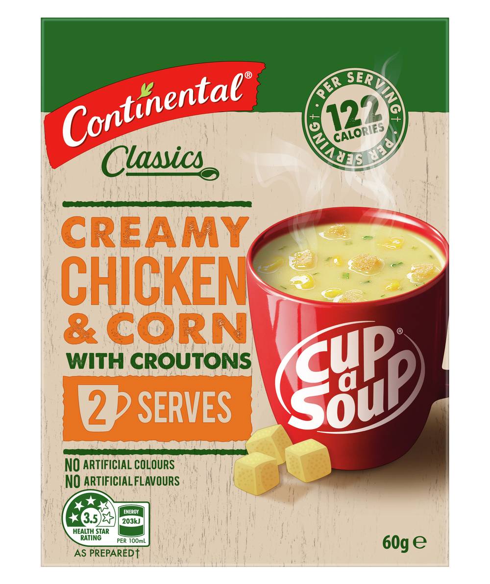 Continental Classics Cup a Soup With Creamy Croutons, Chicken-Corn (60g)
