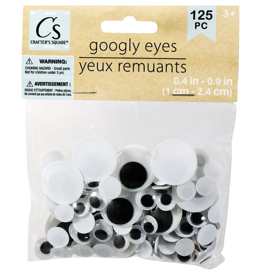 Crafters Square Plastic Googly Eyes, 0.4x0.9 in (125 ct)