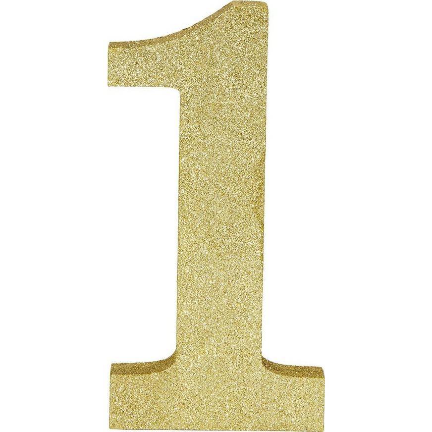 Party City Glitter Gold Number 1 Sign (unisex/gold)