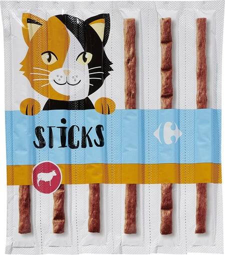 Sticks pour chats au bœuf Carrefour Companino - les 6 sticks de 5g