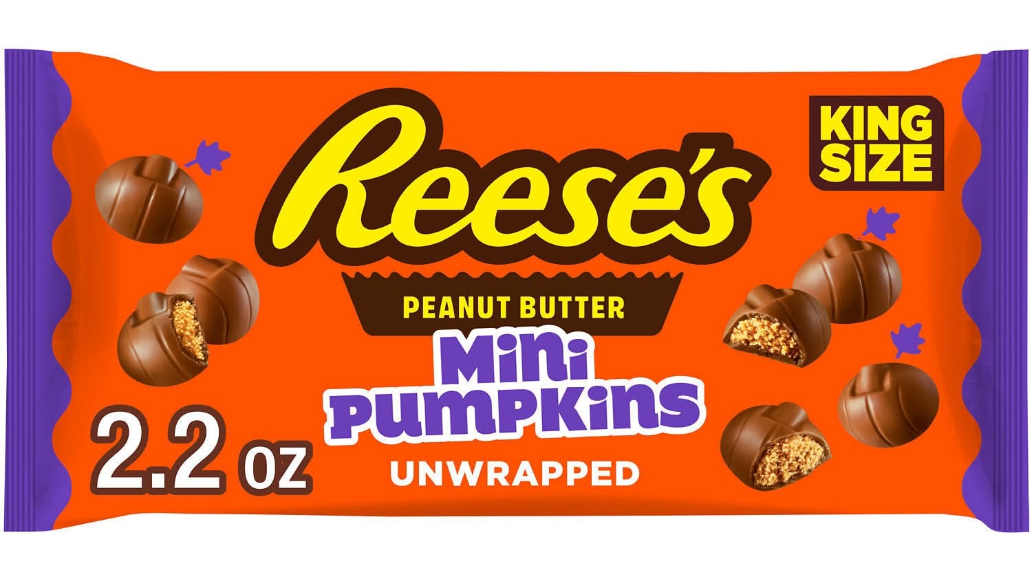 Reese's Peanut Butter Milk Chocolate Mini Pumpkins Halloween Candy King Size - 2.2oz