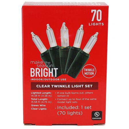 Make the Season Bright Twinkle Light Set, Clear (70 ct)