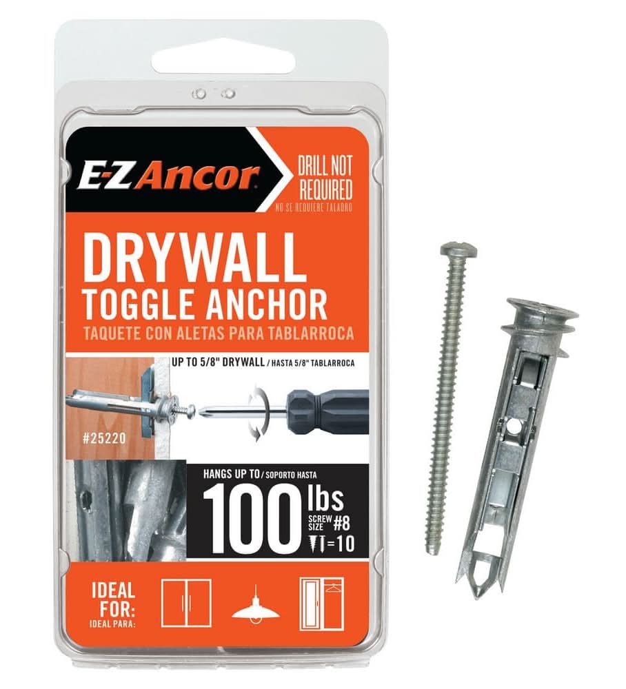 E-Z Ancor Toggle Lock 100 Lbs. Philips Drywall Screws Anchors (10-Pack)