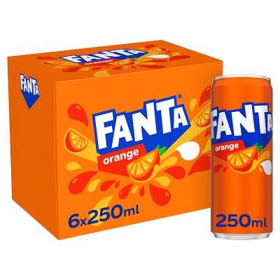 Fanta Sparkling Orange Fruit Drink With Sugar and Sweeteners (6 pack, 41.66 ml)