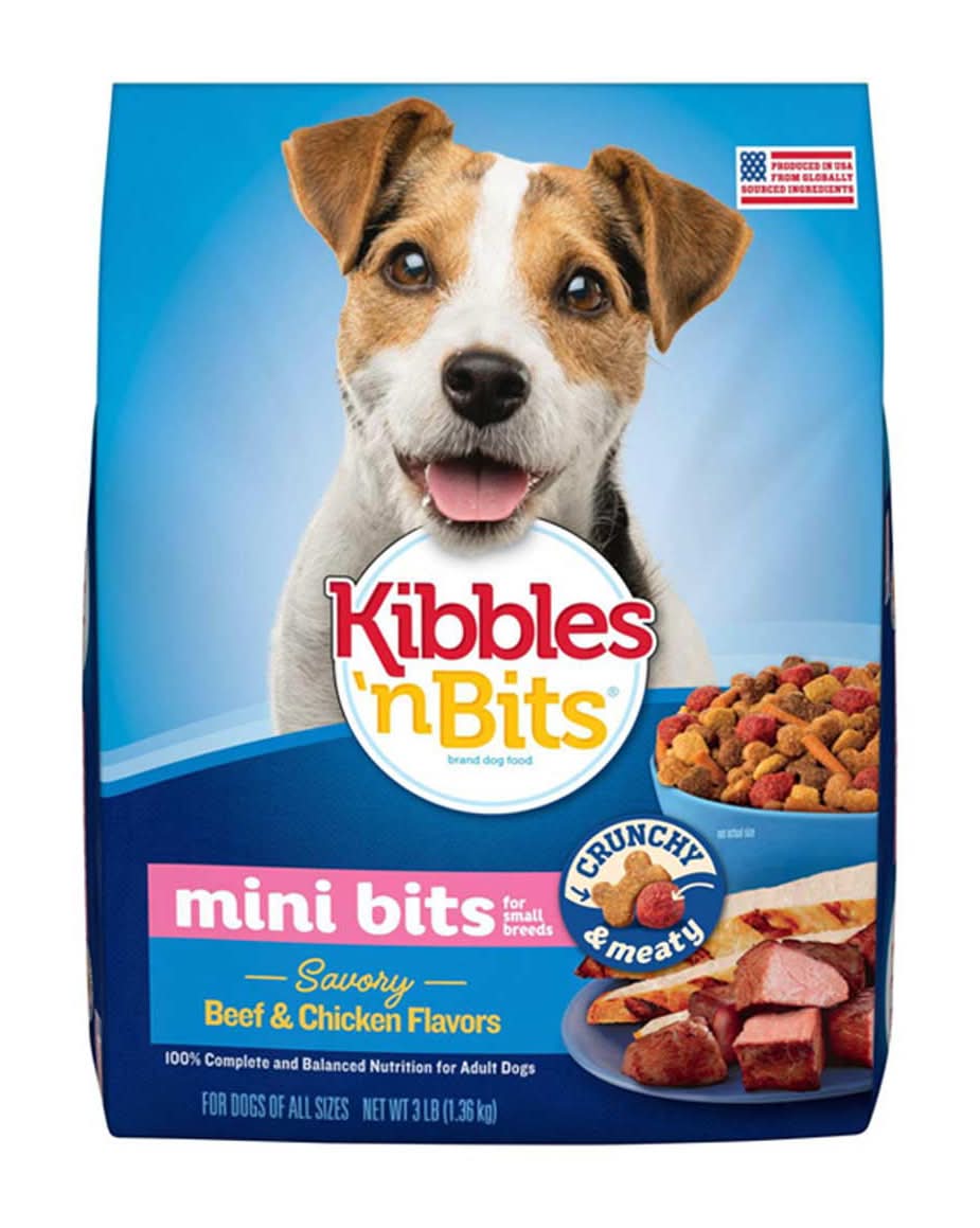 Kibbles 'n Bits Mini Bits Small Breed Dog Food Savory Beef & Chicken Flavors 3 Lb Bag