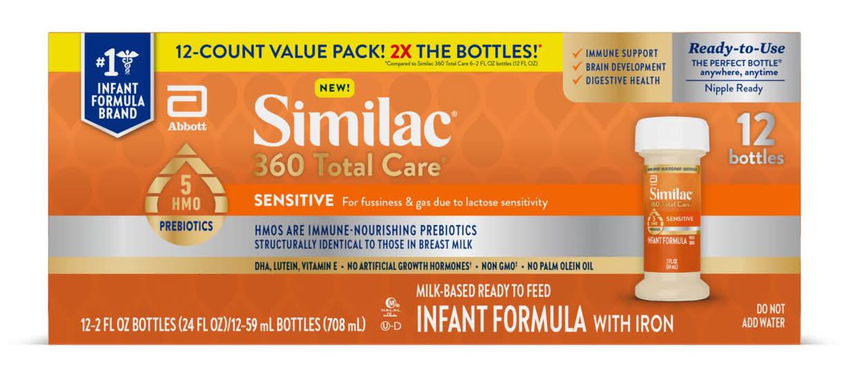Similac 360 Total Care Milk-Based Infant Formula With Iron (12 x 2 fl oz)