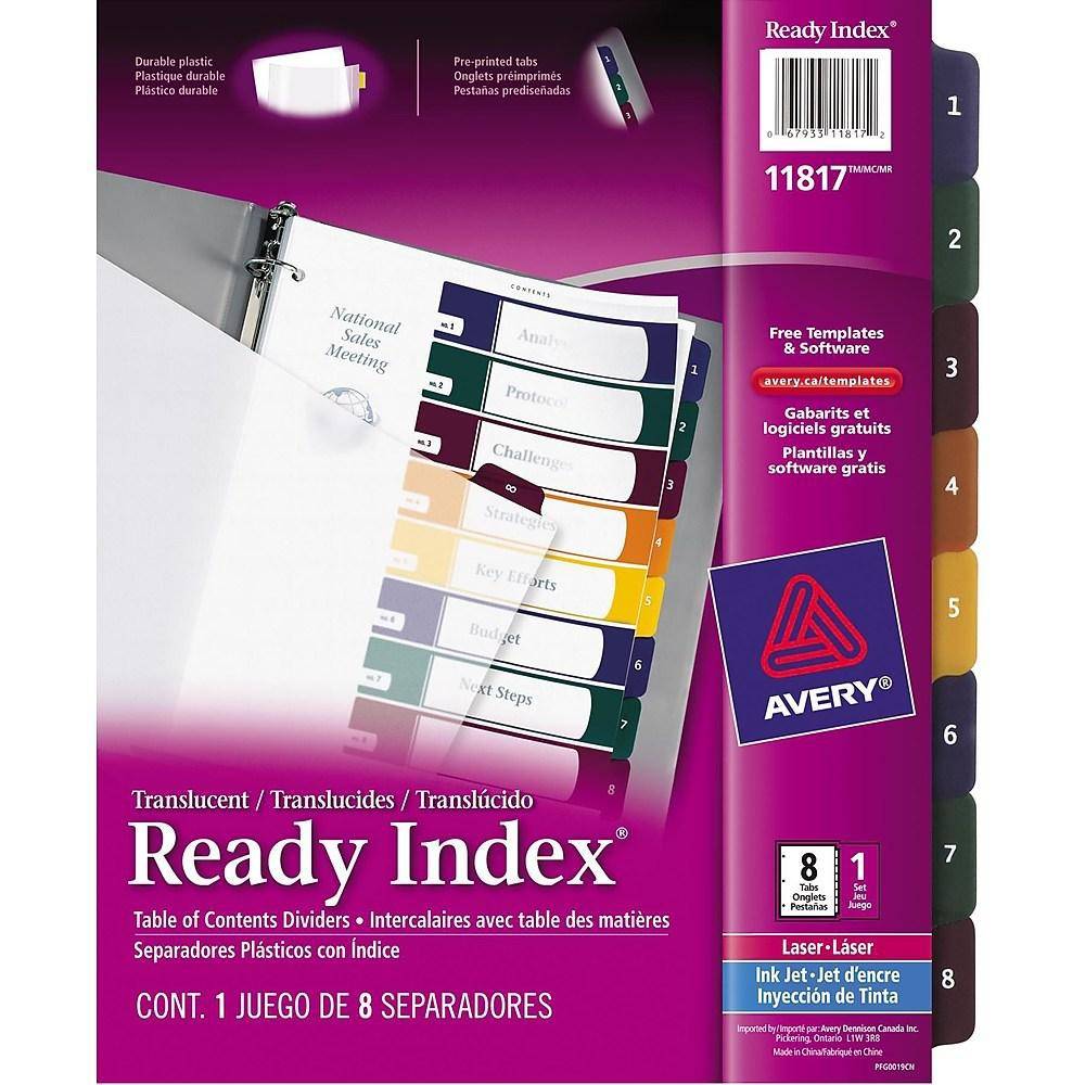 Avery Ready Index Translucent Table Of Content Dividers For Laser and ...