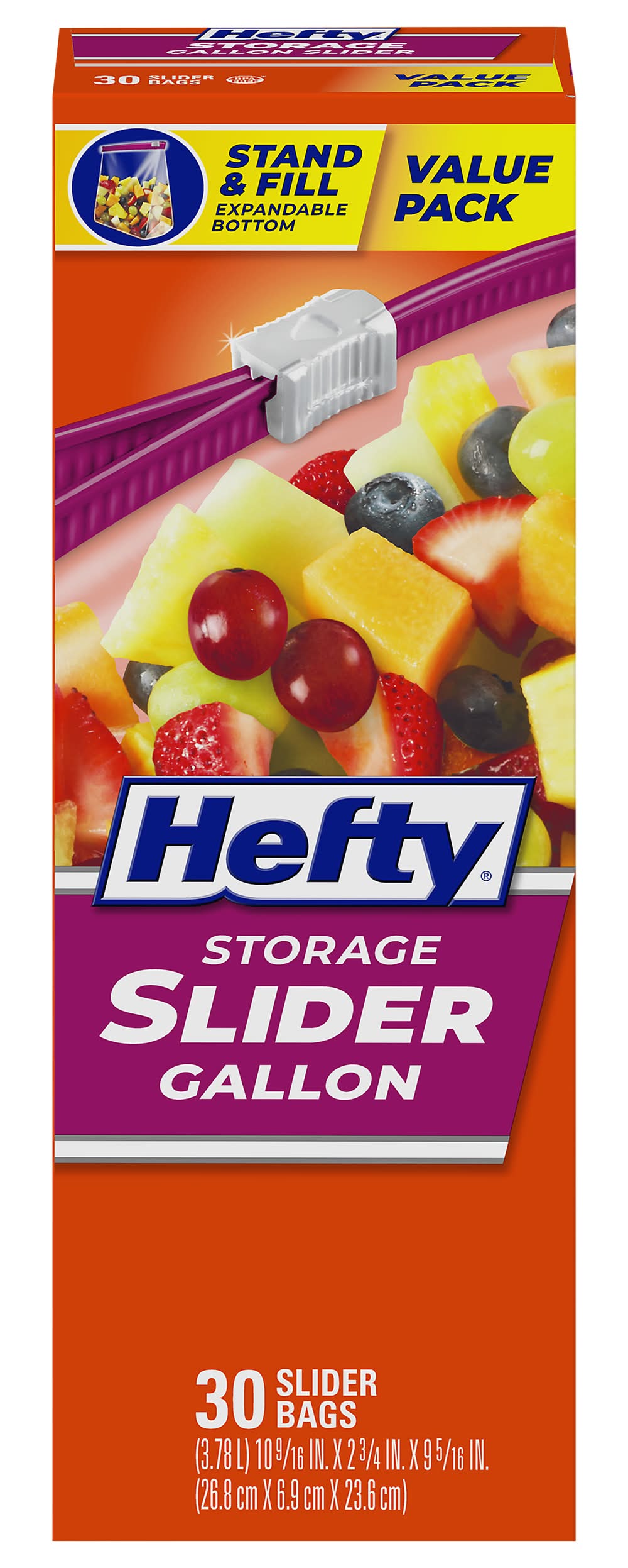 Hefty Storage Slider Bags Value pack Gallon, 26.8x6.9x23.6 cm (30 ct)