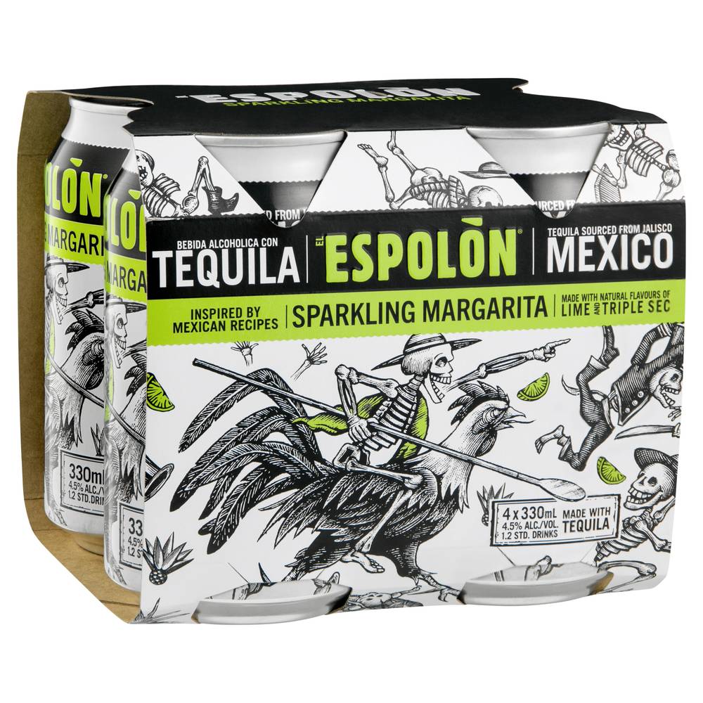 Espolon Sparkling Margarita Can 330mL X 4 pack