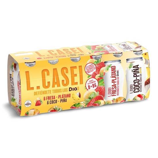 Yogur líquido de fresa y plátano/coco y piña L-Casei pack 12 x 100 g