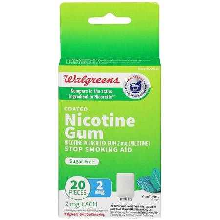 Walgreens Coated Nicotine Gum, 2mg Mint (20 ct)