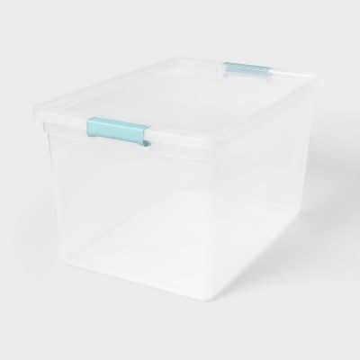 Brightroom Storage Bin With Latches 66 Qt, Clear