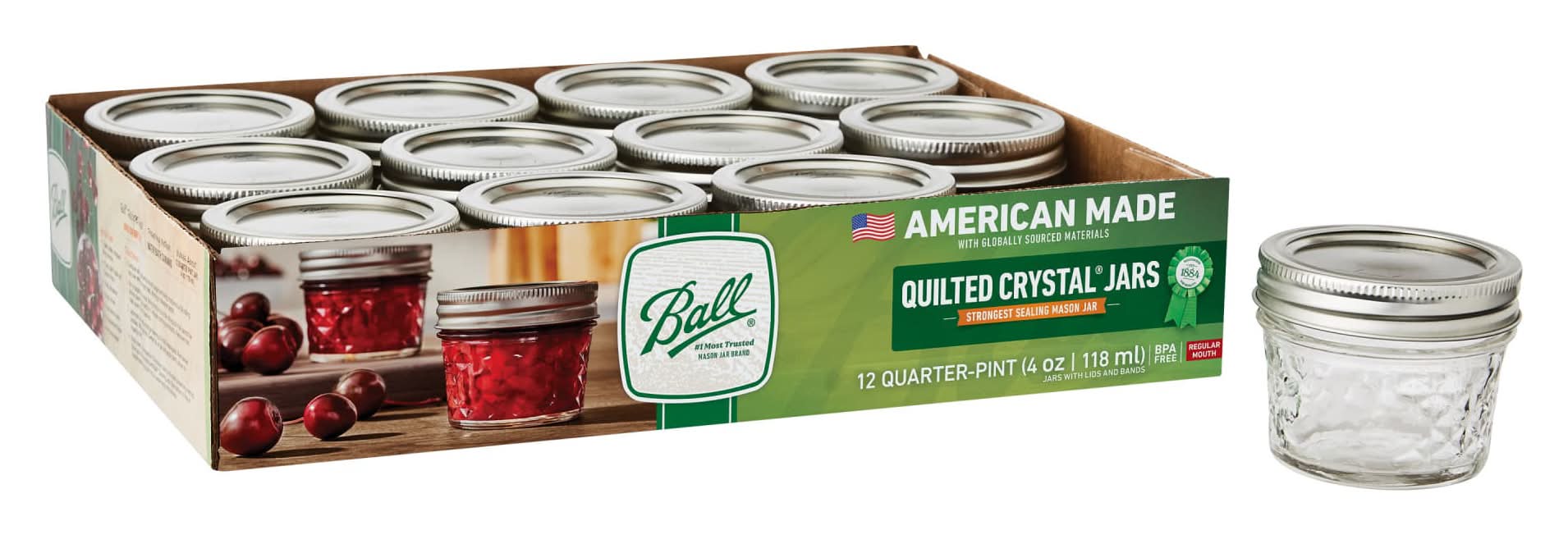 Ball Regular Mouth Quilted Crystal Jelly Jars