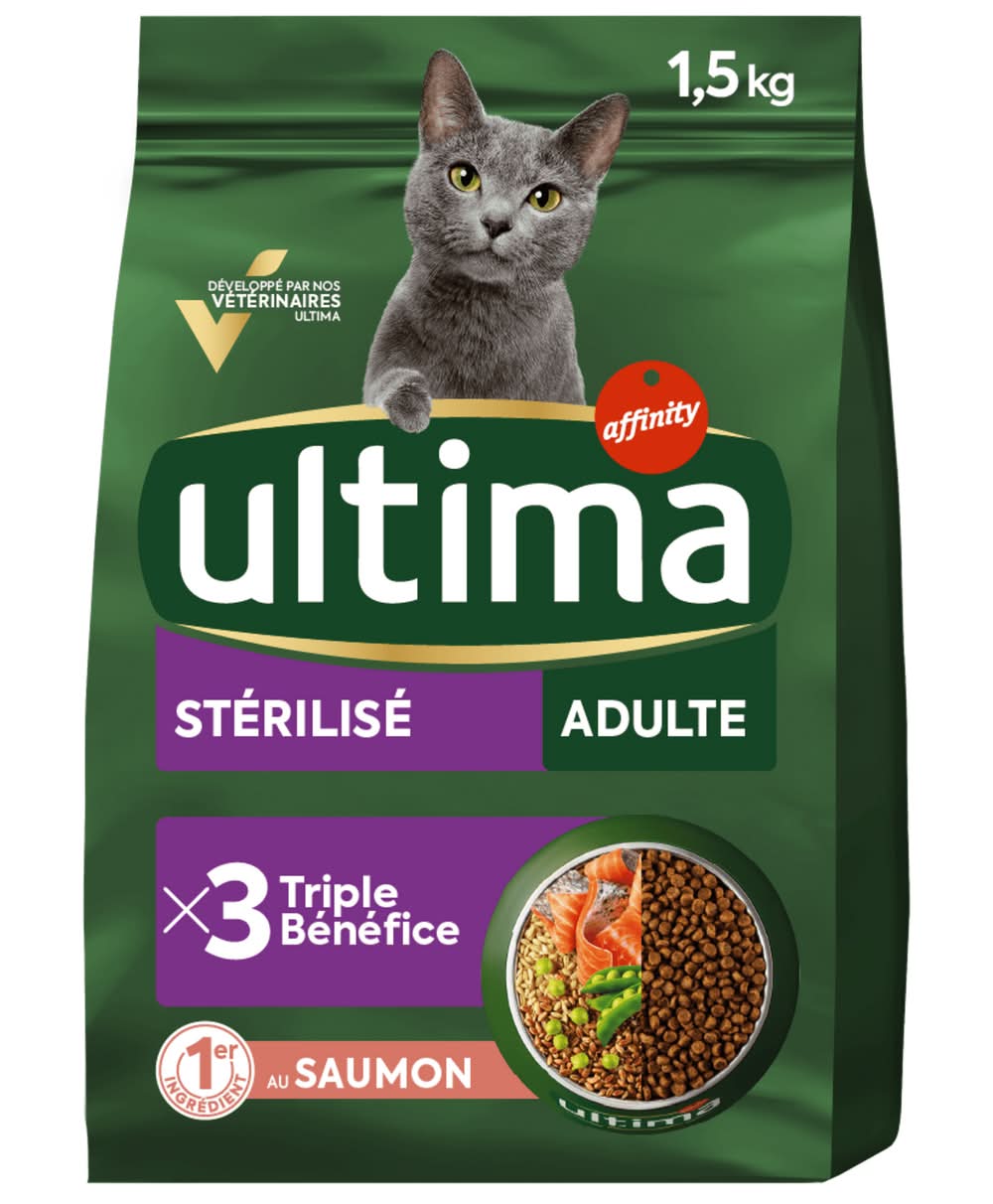Ultima - Croquettes stérilisées pour chats au saumon, Adulte (1,5kg)