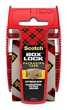 Scotch Box Lock Heavy Duty Packing Tape with Dispenser, 1.88 x 22.2 yds., Clear (195)