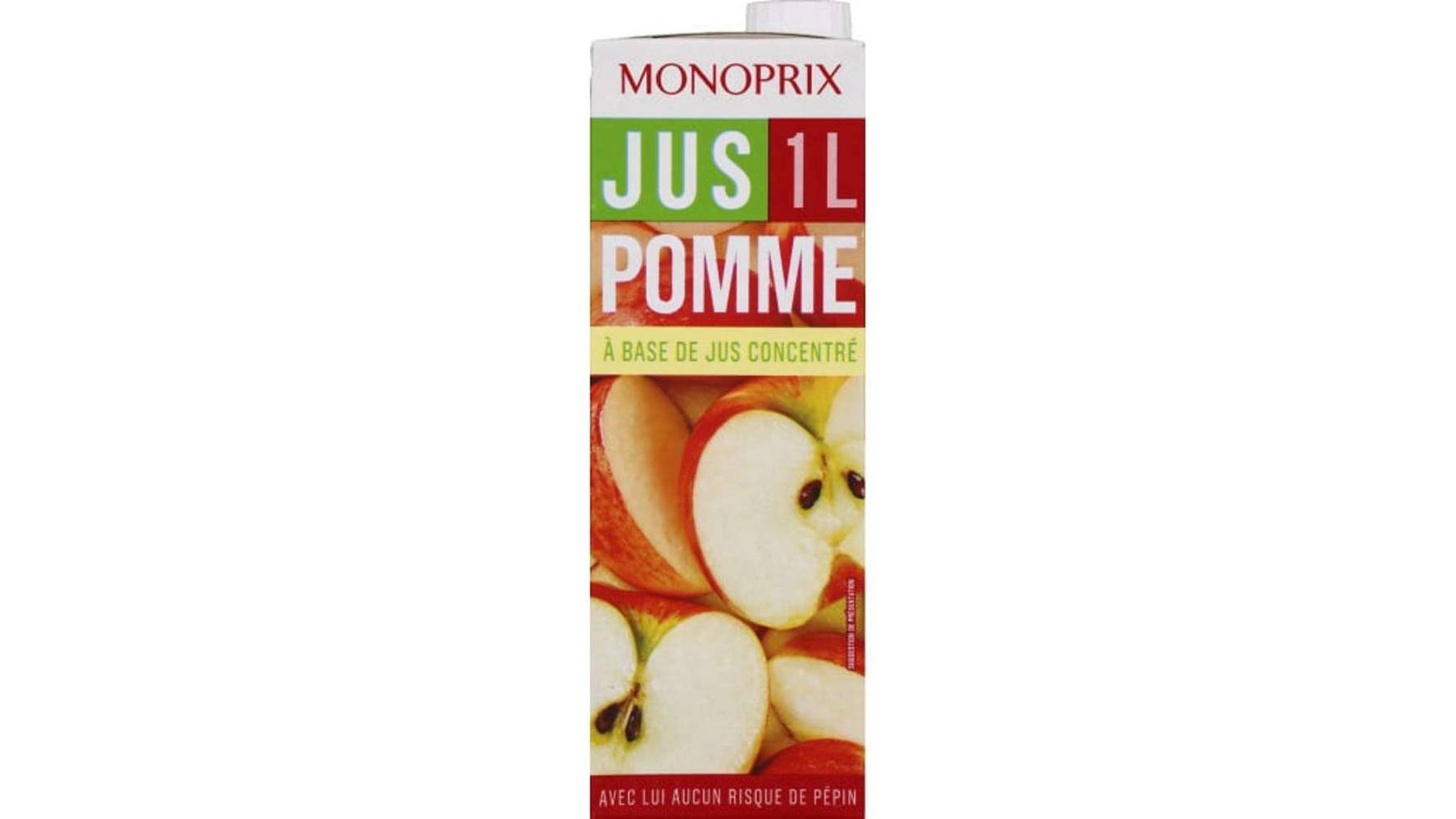 Monoprix Jus de pomme à base de jus concentré La brique de 1 l