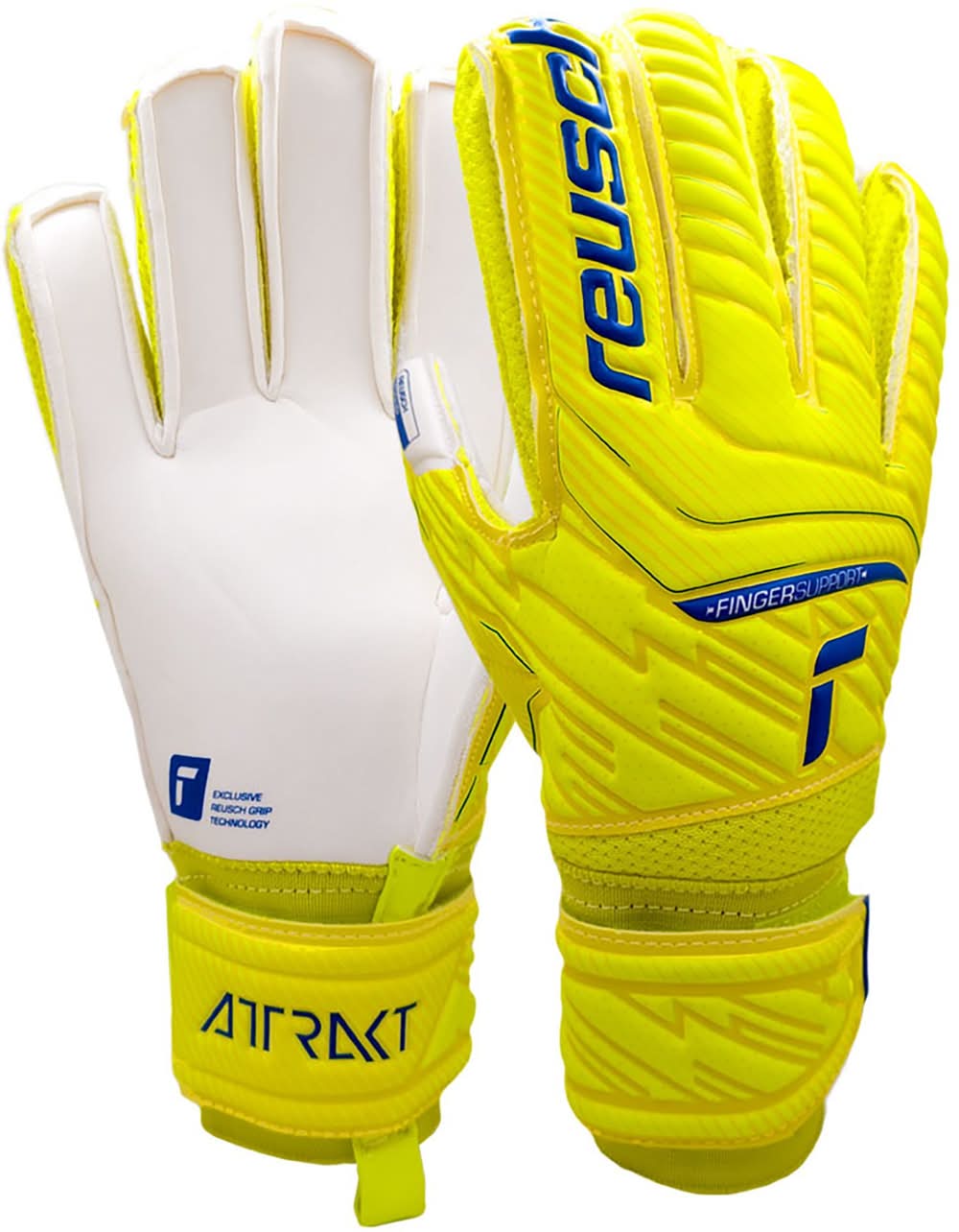Reusch Attrakt Grip Finger Support Soccer Goalkeeper Gloves (Yellow, 8)