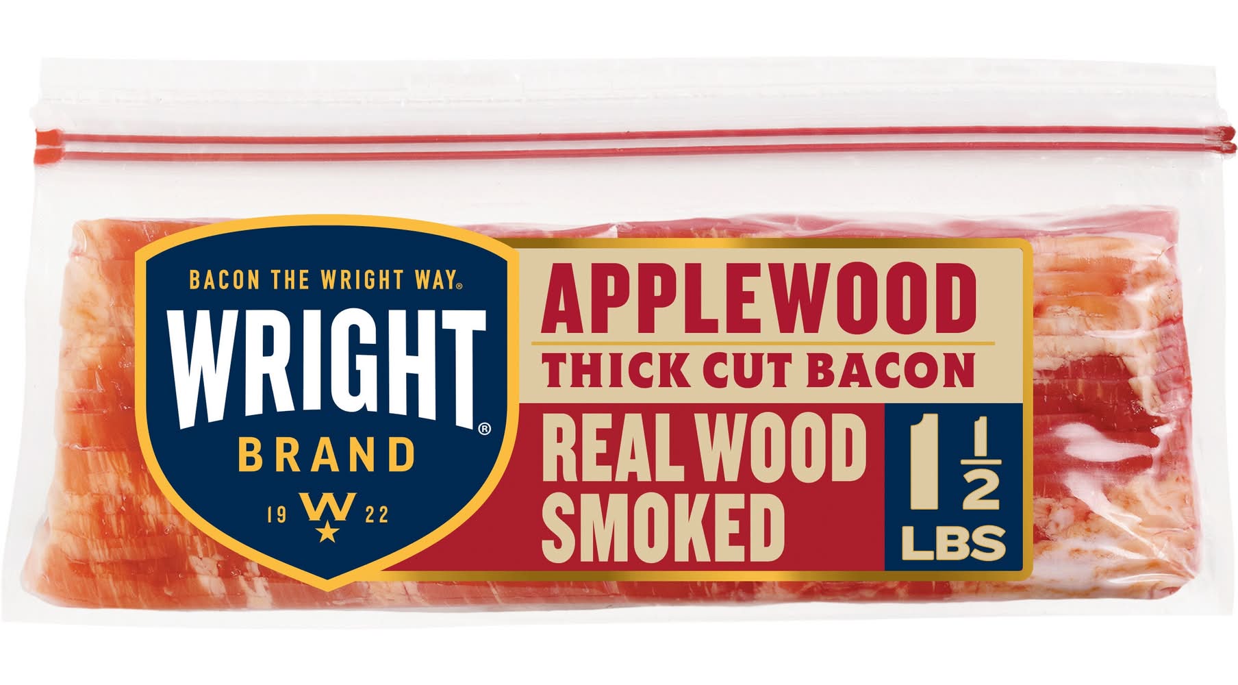 Wright Real Wood Smoked Thick Cut Bacon, Applewood (24 oz)