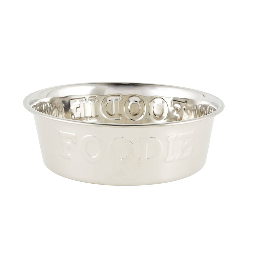 Top Paw® Foodie Embossed Dog Bowl, 3-cup (Color: Silver, Size: 3 Cup)