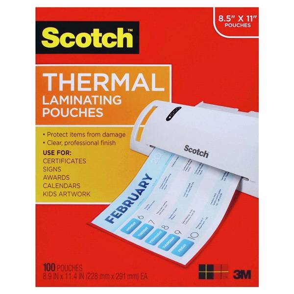 Scotch Thermal Laminating Pouches 8.9 X 11.4 Inches Letter Size Sheets