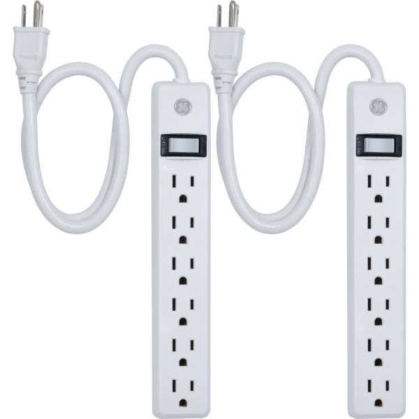 Ge 6 Outlet Power Strip White, 14833 (2 ct)