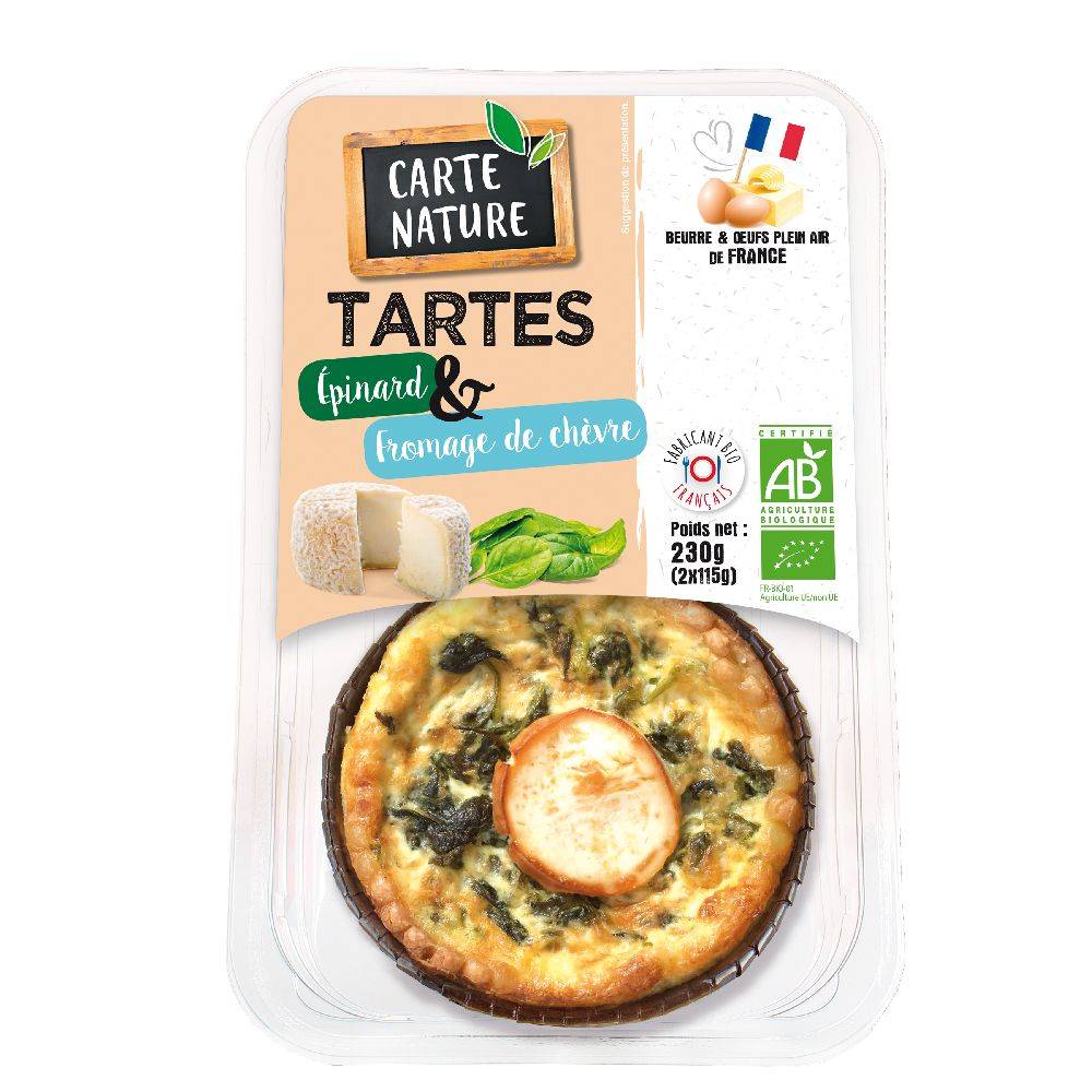 Tarte epinards chevre 2x115g - CARTE NATURE - BIO