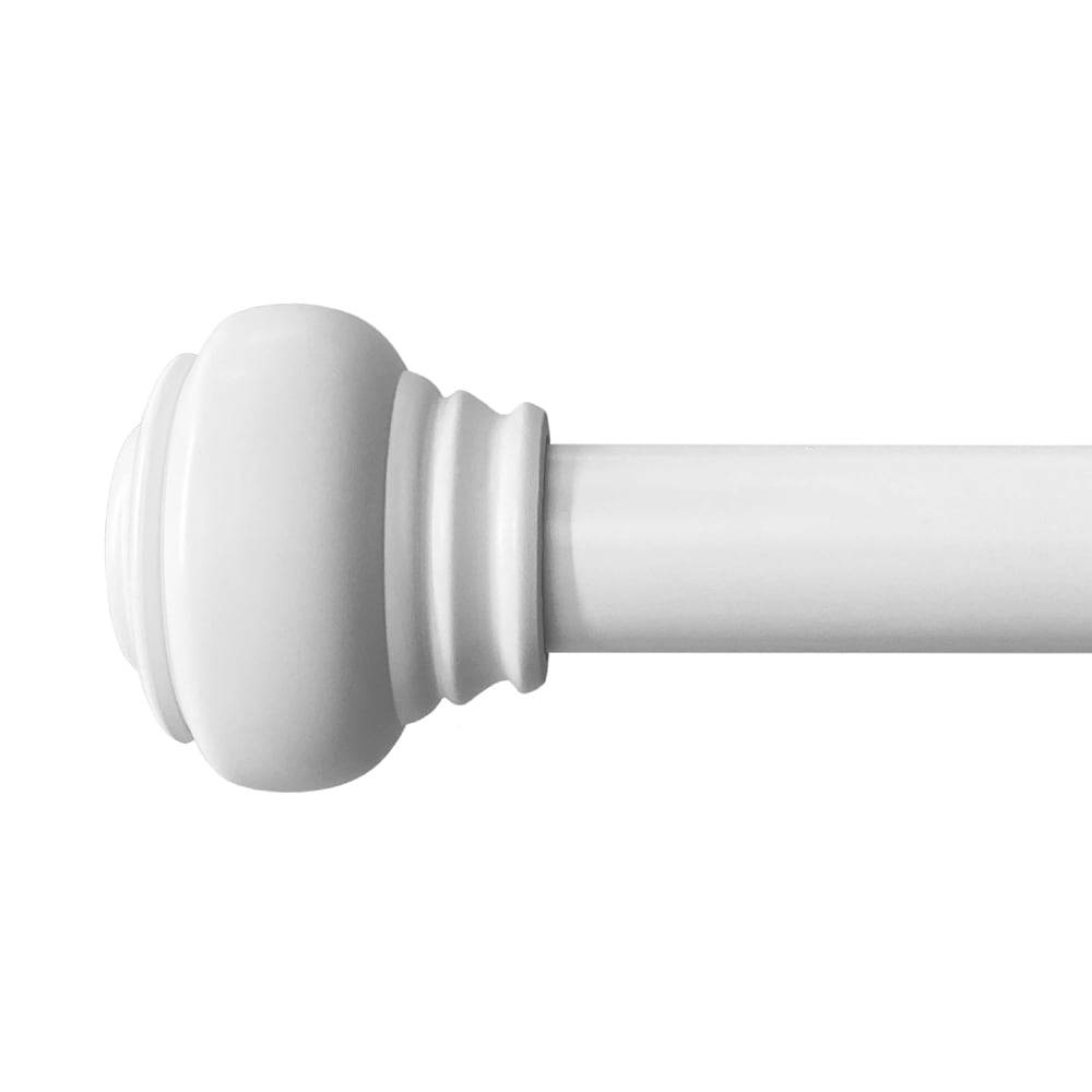 allen + roth 36-in to 72-in White Steel Single Curtain Rod with Finials | 30834YW
