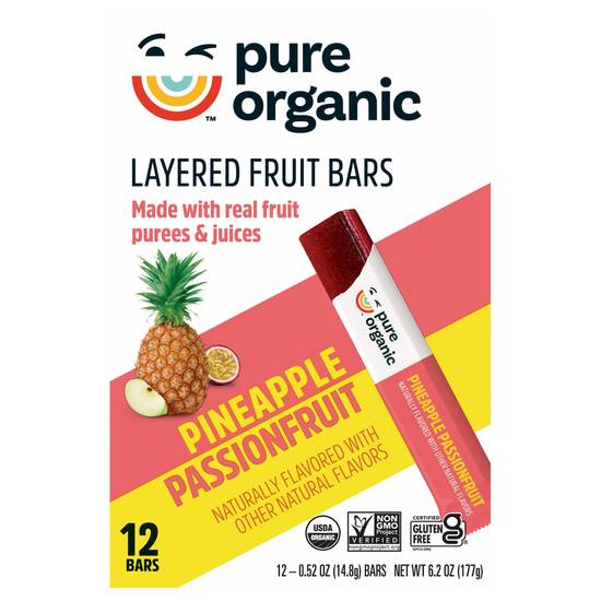 Pure Organic Layered Fruit Bars (12 ct) (pineapple-passionfruit)