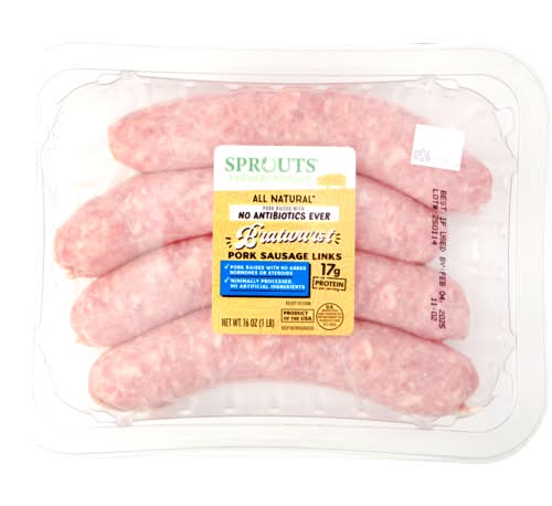 Sprouts Farmers Market Bratwurst Pork Sausage Links No Antibiotics Ever
